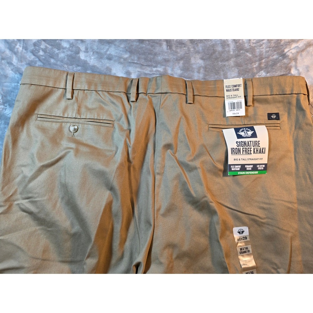 Dockers Signature Khaki Pants Mens 48x29 Tan Iron Free Straight Big & Tall NWT - Picture 7 of 8